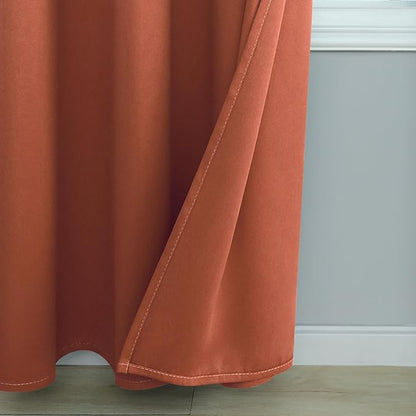 Mrs.Naturall Short Curtains for Bedroom Windows,Boho Blackout Cafe Kitchen Curtains 45 Inch Length,Burnt Orange