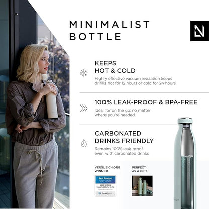 LARS NYSØM Stainless Steel Insulated Water Bottle 12oz 17oz 25oz 34oz 51oz | BPA-free Insulated Thermo Flask for Hot and Cold Beverages | Leakproof Drinking Bottle (Whispering Blue, 25oz)