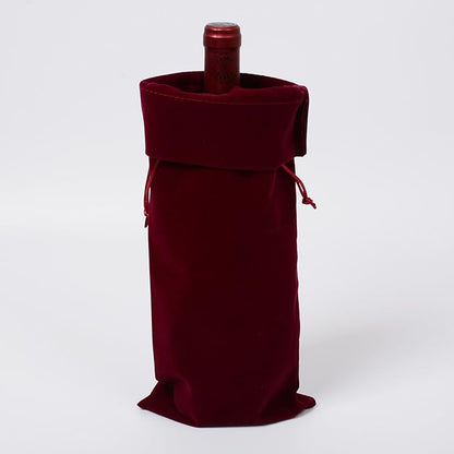 4 Pcs Luxury Velvet Wine Bottle Gift Bags with Double Drawstring Closure for Champagne Wedding Party(15" x 6.3")