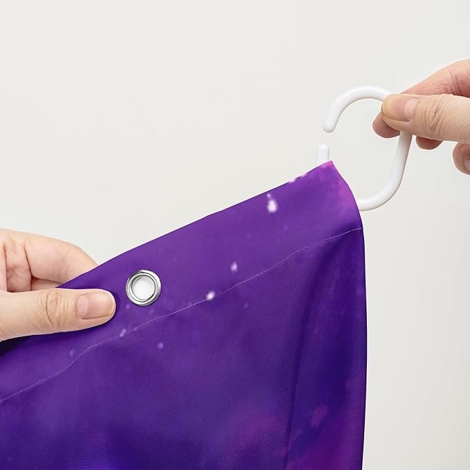 AILONEN Colorful Frog Shower Curtains,Poisonous Mushroom Printed Bath Curtains for Kids,Purple Polyester Waterproof for Bathroom,60" W*72" H with 12 Plastic Hooks