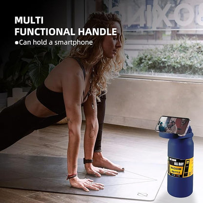 50oz/1.5L Insulated Sports Water Bottle, Stainless Steel Double Wall Water Jug with Handle, 2-in-1 Chug Spout and Straw Lid with Lock Cover for School, Outdoor, Sports & Travel, Navy Blue