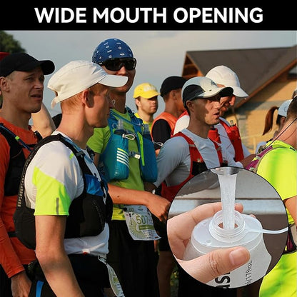 Premium Collapsible Water Bottle-150ml (5.29 oz), Portable Soft Flask Water Bottle for Hydration Pack/Running Vest- Folding Water Bottle for Running, Hiking, Cycling (White 150ml)