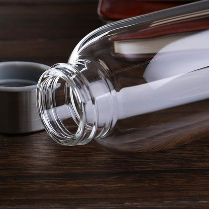 Encheng Glass Water Bottles, Glass Beverage Bottles 16oz,Drinking Bottles With Leakproof Stainless Steel Cap 500ml,Reusable Juice Bottles Beverage Drinkware,To Go Travel Bottles For Drink,Sauce 8Pack