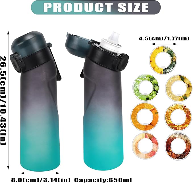 Air Water Bottle with 7Pcs Flavor Pods 26.3Oz Scent Water Bottle Fruit Fragrance Water Bottle,Scent Water Cup,Sports Water Cup Suitable for Outdoor Sports
