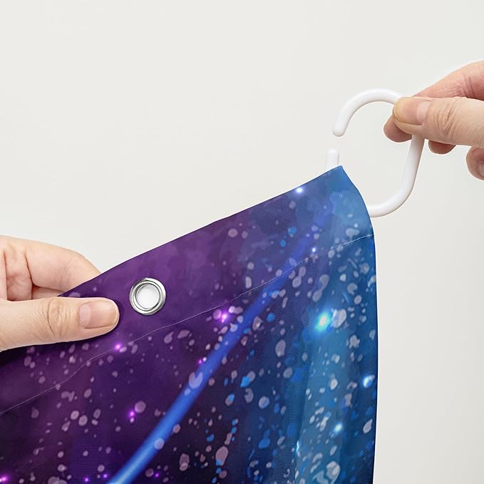 AILONEN Cartoon Blue Whale Shower Curtain,Swimming Whale Fabric Shower Curtains for Bathroom,Starry Night Bathroom Curtains for Kids Girls Boys,Fantasy Whale Bath Curtain Set, 48" W*72" H