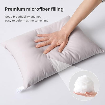 MEILA 2 Pack Cotton Tiny Pillows, 11"x7" Mini Pillows for Kids, Pets, Sleeping and Traveling, Small Washable Decorative Pillows for Neck, Wrist, and Knee, Light Pink & Lilac