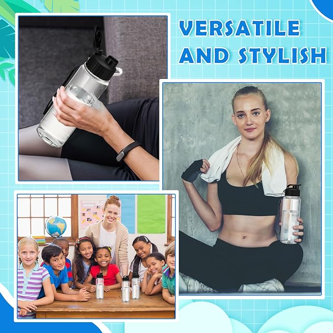 Mifoci 20 Pieces Water Bottle Bulk Plastic Water Bottles Bulk Gym Sports Adults Reusable Large Water Bottles with Leak Proof Flip Top for Party Outdoor(17 oz,Black)