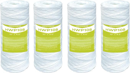 25 Micron Whole House Water Filter Cartridge, String Wound Sediment Filters for Well Water, Replacement for 84637, WPX5BB97P, WP10BB97P, WP25BB97P - 10" x 4.5" Cartridges - Pack of 4