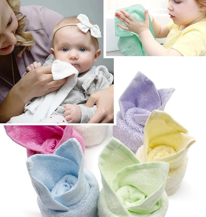 6pcs Soft and Safe 100% Bamboo Washcloths for Baby Face, Natural and Gentle Baby Wash Cloths, 10 * 10 inch Multi-Purpose Bamboo Face Cloths Towel