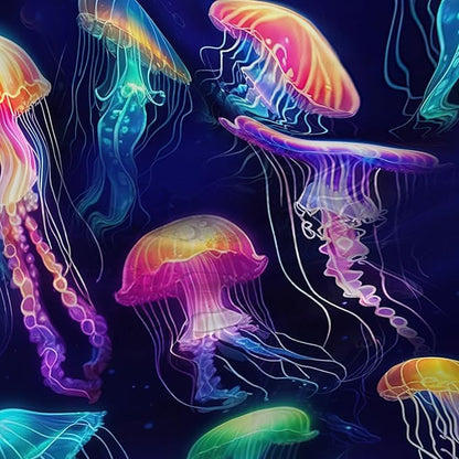 AILONEN Colorful Jellyfish Shower Curtain,Beautiful Jellyfish Bath Curtain Set for Kids Girls,Coastal Animal Fabric Shower Curtains for Bathroom, 72" W*84" H