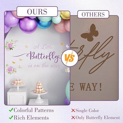 A Little Butterfly is on Her Way Baby Shower Decal - Butterfly Baby Shower Decorations, Colourful Butterfly Wall Decals Sign, Gender Reveal Girl or Boy Decal, Butterfly Baby Shower Backdrop