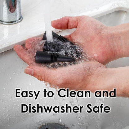 6 PCS Black Silicone Wine Stoppers with Threaded Seal Ring and Stainless Top - Suitable for Wine and Beverage Bottles - Keeping Wine or Beverage Fresh…