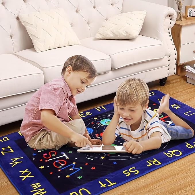Kids Rug 5x7 Kids Room Rugs for Bedroom Carpet Kids Educational Rug Extra Large Soft Crawling Play Mat for Children Toddlers Classroom Playroom Alphabet Nursery Area Rug