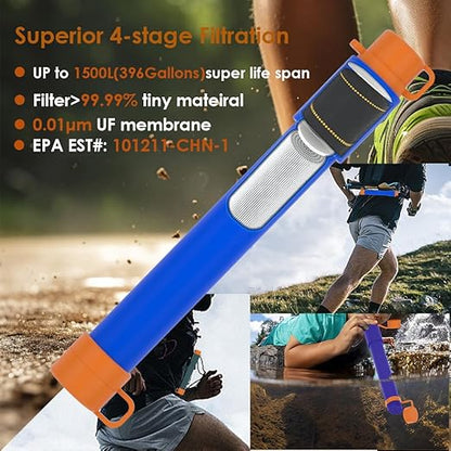 Replaced Filter for Filsoit Straw Filter Water Bottle Outdoor Water Bottle with Filter Water Purifier Filtration Bottle Compatible for XYC-WBF-05 1PK (Dark Blue)