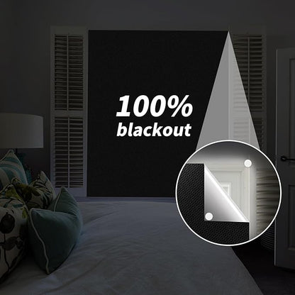 Portable 100% Blackout Shades - Easy Install, No Drill Curtains for Bedroom, Nursery, and Travel (Black, 59" x 79")