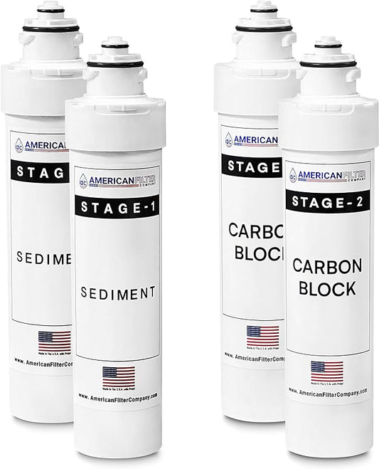 AFC Brand Model # AFC-B2-CMBPK 2-Stage Water Filters Replacement Kit, Compatible with Brio NFMCTO5MS2, NFMCTO5MS3 and UV Water Cooler CLPOU720UVF3- Made in USA 4Pk - AFC-B2-CMBPK-1Y