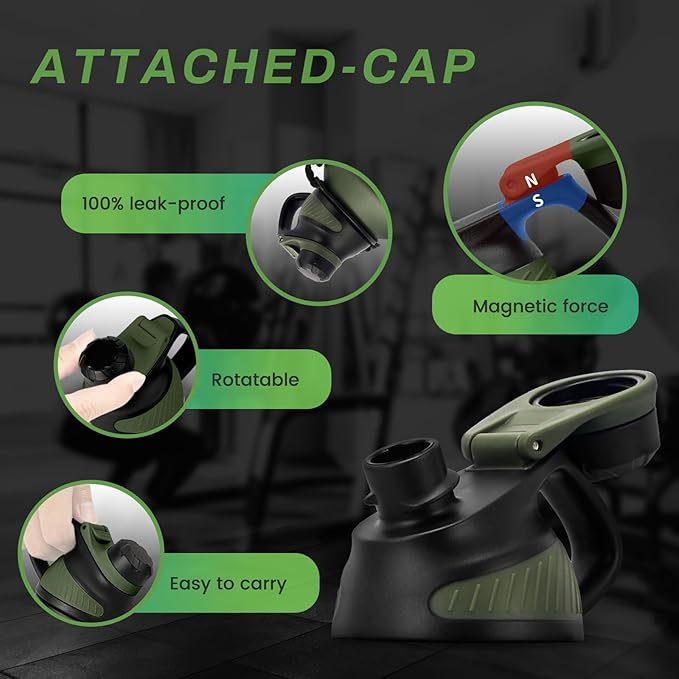 Insulated Half Gallon Water Bottle 64oz with Magnetic Lid,Stainless Steel Double-Wall Vacuum Leak Proof Sports Insulated Jug with Paracord Handle, Keep Water Hot & Cold for Outdoor,Gym