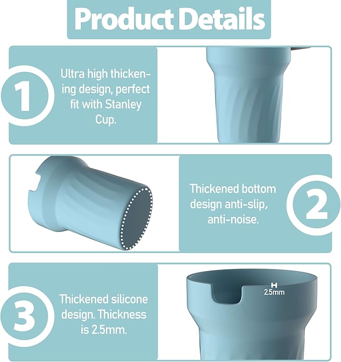 40oz Cup Accessories, Silicone Boot for 40oz Tumbler, Bottom Protector Cup Boot, Water Bottle Holder（Silicone Blue）