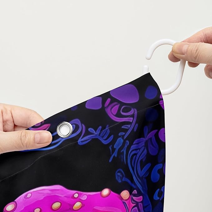 AILONEN Magic Mushroom Shower Curtain,Cartoon Jellyfish Shower Curtain Set for Bathroom,Natural Fungal Bathroom Curtain for Kids Girl,Boho Style Waterproof Fabric Bath Curtain with Hooks, 36" W*72" H