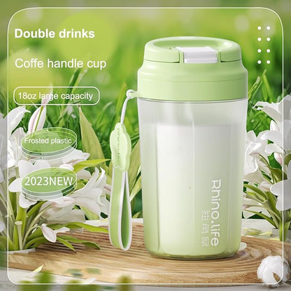 RhinoLife Premium Quality Motivational Blue Small Tiny Water Bottle with Straw Lid, BPA Free Tritan Plastic 18OZ (Moonlight Blue)