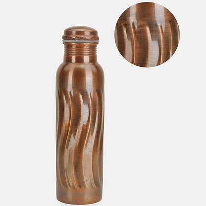 Copper Water Bottle 34 oz Pure Hammered Ayurvedic Pure Copper Vessel Antique Black Diamond Pure Copper Water Bottle With Carry Bag for Sport Fitness Yoga Sports Copper Bottles 1000 ML
