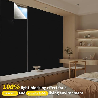 Portable 100% Blackout Shades - Easy Install, No Drill Curtains for Bedroom, Nursery, and Travel (Black, 59" x 118")