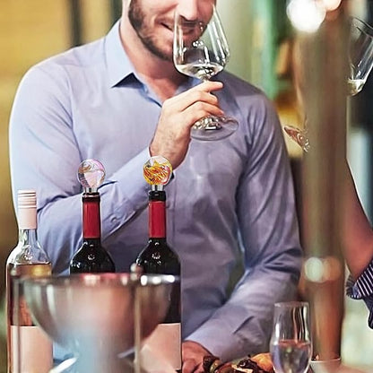 2PCS Wine and Beverage Bottle Stoppers with Galaxy Glass Grip Top, Reusable Wine Saver for or Gifts, Bar, Holiday Party, Wedding