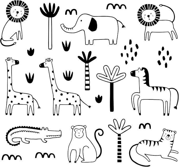 Jungle Animal Wall Decals Safari Nursery Wall Art Removable Wall Stickers Kids Room Decor Tropical Jungle Wall Decor