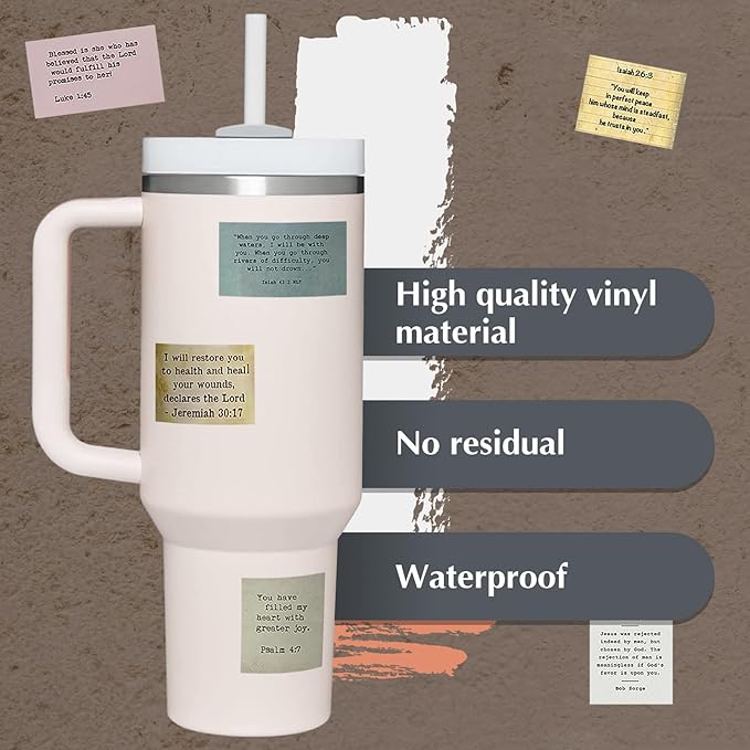 50Pcs Bible Stickers, Inspirational Retro Verse Christian Stickers, Quotes Bible Study Supplies for Tumbler Cup Water Bottle Laptop Phone Case Scrapbooking Skateboard Teens Aldult Kids