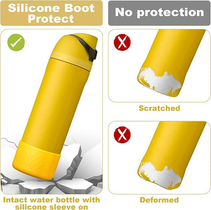 2PCS Silicone Water Bottle Boot for Owala 24oz 32oz 40oz, Anti-Slip Protective Sleeve Bottom Bumper Protector for FreeSip, Twist, and Flip Stainless Steel Water Bottles