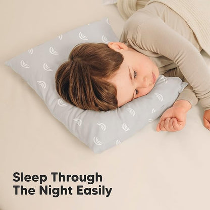 2-Pack Toddler Pillow - Soft Organic Cotton Toddler Pillows for Sleeping - 13X18 Small Pillow for Kids - Kids Pillows for Sleeping - Kids Pillow for Travel, School, Nap, Age 2 to 5 (Gray Rainbow)