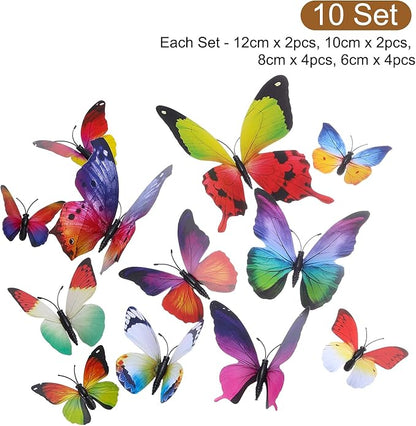 uxcell 120Pcs 3D Beautiful Butterfly Removable DIY Wall Stickers for Bedroom Living Room TV Background Decorations, Rainbow