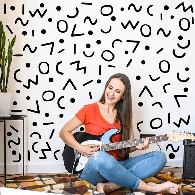 Black Line Wall Decals Vinyl Lines Wall Decals Peel and Stick Wall Stickers Vintage Abstract Geometric Wall Decals Modern Wall Stickers for Bedroom Living Room Decor