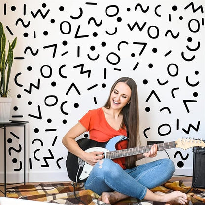 Black Line Wall Decals Vinyl Lines Wall Decals Peel and Stick Wall Stickers Vintage Abstract Geometric Wall Decals Modern Wall Stickers for Bedroom Living Room Decor
