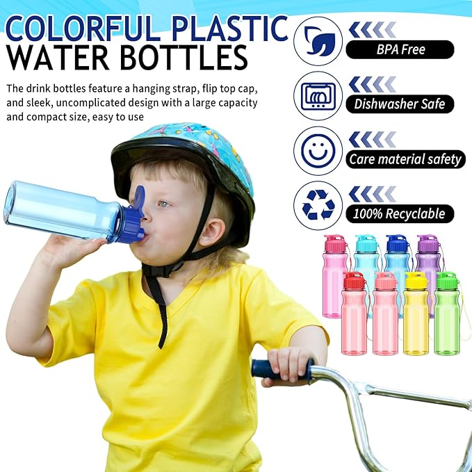 Water Bottles Bulk End of the Year Gifts for Students 18 oz Portable Sports Water Bottle Summer Graduation Student Gifts from Teacher for Kids School Classroom Prizes Goodie Bag (24)