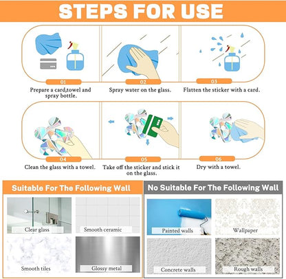 80pcs Window Decals for Glass Windows, Anti Collision Window Clings for Birds, Butterfly Shape Bird Strike Prevention for Windows (Flower)