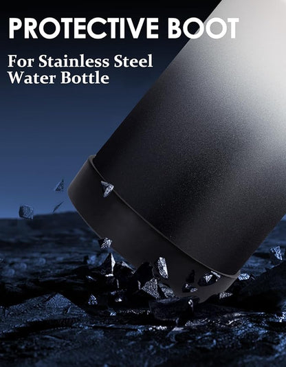 64 oz Insulated Water Bottle with Straw & Auto Spout Lids, Paracord Handle, Half Gallon Waterbottle Strap Carrier & Protective Boot, Wide Mouth Metal Canteen Thermo Mug, Leak-proof Sports Hydro Jug