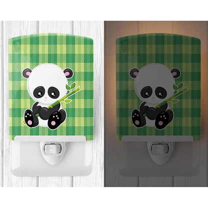 Caroline's Treasures BB6801CNL Panda Lucky Bamboo Ceramic Night Light Compact, UL-Certified, Ideal for Bedroom, Bathroom, Nursery, Hallway, Kitchen, 6x4x3, Multicolor