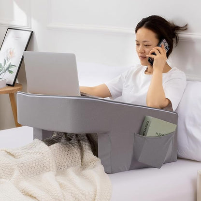 A Nice Night Lap Desk Rest Pillow for Adult,TV Trays Bed Pillow, Memory Foam Rest Pillow for Reading, Working, Playing Switch or Sitting in Bed Sofa Floor,LightGrey