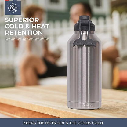 ORCA Hydra 66oz | Insulated, Stainless Steel Water Bottle with Powder Coat Finish & Silicone Grip Whale Tale Handle, Dishwasher Safe Sports Bottle — Blaze Orange