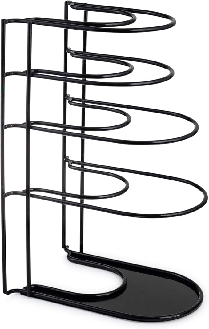Cuisinel Heavy Duty Pots and Pans Organizer - Extra Large 5-Tier Rack - Holds Cast Iron Skillets, Dutch Oven - Durable Construction - Space Saving Kitchen Storage - No Assembly Required - Black 15.4"