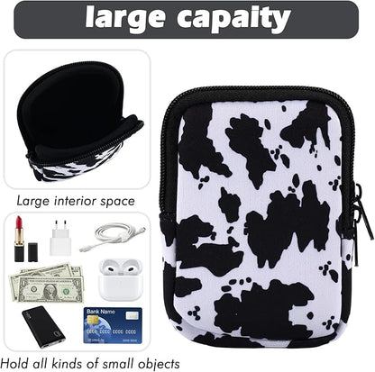 Water Bottle Pouch Cup Accessories for Women Quencher Adventure IceFlow 20oz 30oz 40oz Tumbler Pouch with Handle Running Pouch Bag for Cards Keys(Cow)