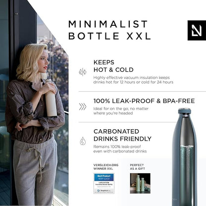 LARS NYSØM Stainless Steel Insulated XL Water Bottle 12oz 17oz 25oz 34oz 51oz | BPA-free Insulated Thermo Flask for Hot and Cold Beverages | Leakproof Large Drinking Bottle (Blue Stone, 51oz)