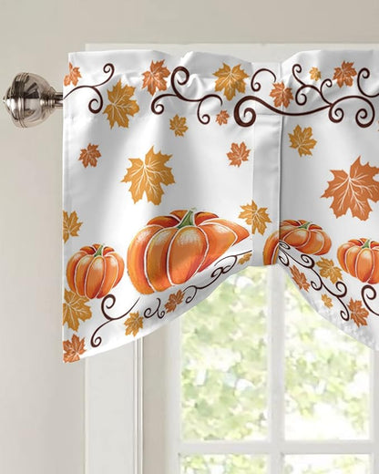 Fall Maple Leaves Blackout Tie Up Valance Curtains for Kitchen Windows Thanksgiving Watercolor Pumpkins Window Toppers Balloon Shades for Living Room/Bathroom/Bedroom,1 Panel,60" X 18" Orange