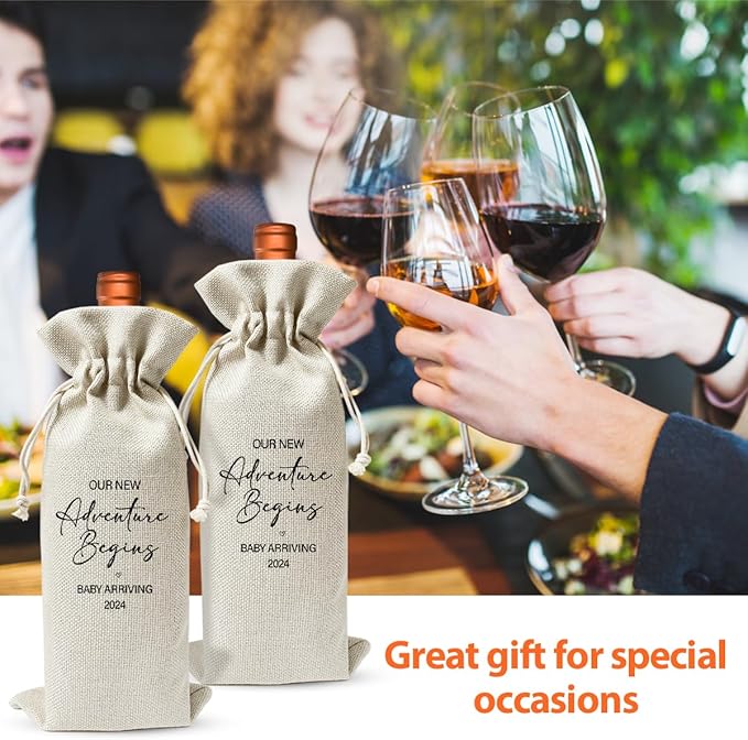 Gender Neutral Pregnancy Announcement Wine Gift Bag 2024, Baby Announcement for New Grandpa Grandma Uncle Aunt, Religious Pregnancy Announcement 2024, Baby Shower or Party Decor, New Dad Mom Gift 2024