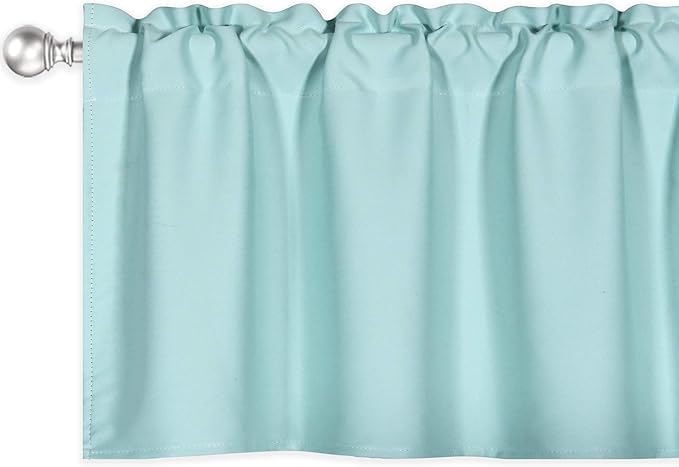 Aqua Valances for Kitchen Windows Rod Pocket Blackout Thermal Insulated Window Treatment Valances 1 Panel 42 by 18 Inch
