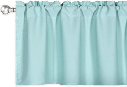 Aqua Valances for Kitchen Windows Rod Pocket Blackout Thermal Insulated Window Treatment Valances 1 Panel 42 by 18 Inch