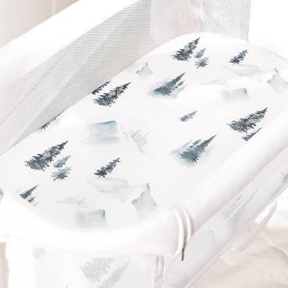 GRSSDER Stretchy Ultra Soft Fitted Bassinet Sheet Set 3 Pack, Universal Fit for Bassinets Baby Cradle Moses Basket Oval Rectangle Mattress Snug and Safe, Cute Wild Forest Mongooses for Baby