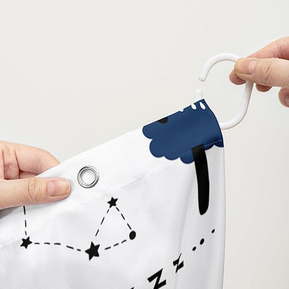 AILONEN Cute Sheep Shower Curtain for Bathroom,Constellation Star Clouds Printed Bath Curtain,Blue Pink Sheep Kids Curtain Waterproof with 2 Plastic Hooks 60" W*72" H