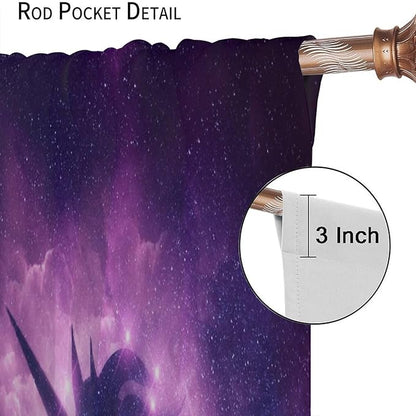 Unicorn Curtains Children's Cartoon Starry Sky Theme Unicorn Pattern Curtains Star Galaxy Boys Girls Room Blackout Curtains 42x54 Inch 2 Panels